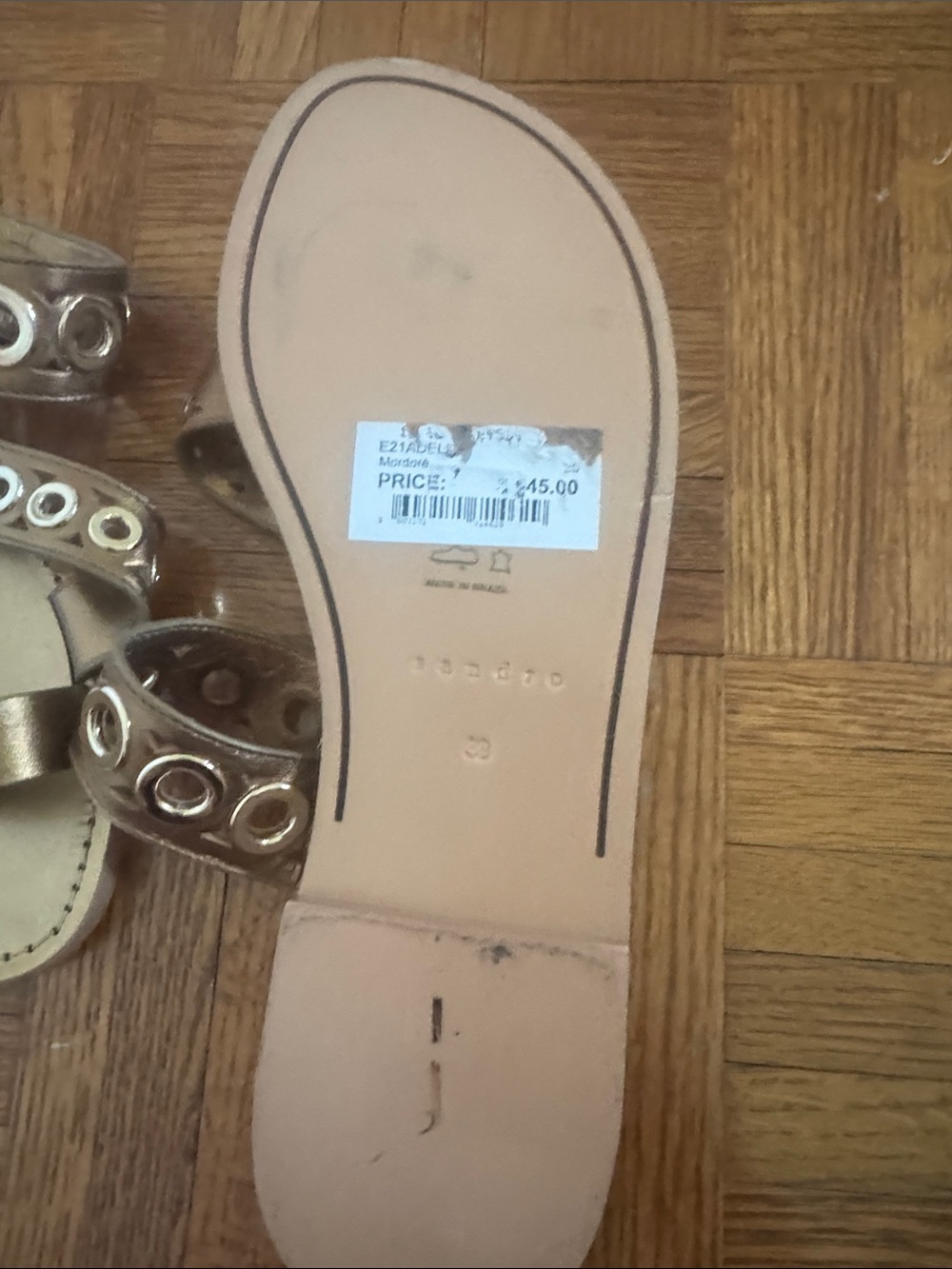 Sandro Metallic Gold Grommet Strap Sandals - Picture 3 of 3